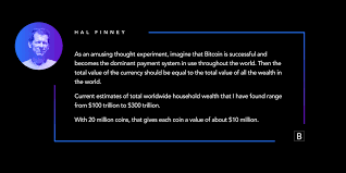 As noted above, they are not widely accepted today as a medium of exchange. A Week After Bitcoin Went Live Hal Finney Was Imagining It At 100 Trillion Bitcoin