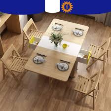 Home office/study chairs with wheels. Shozafia 5 Pcs Fully Assembled Foldable Kitchen Table Set Space Saving Dining Set Rolling Wood Folding Dining Table With Chairs On Wheels For Small Space Buy Online In Bosnia And Herzegovina At Bosnia Desertcart Com