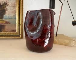 1988 Moustache Man Leishman Pottery Face Planter Mike & Connie Leishman  Blue Indoor Planter Canadian Studio Art Pottery Face Plant Pot