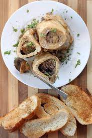 Roasted Bone Marrow Bone Marrow Sea Salt Black Pepper Flat Leaf Parsley Cooking Meat Roasted Bone Marrow Food