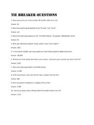 Use it or lose it they say, and that is certainly true when it comes to cognitive ability. Tie Breaker Questions World Tavern Trivia Tie Breaker Questions World Tavern Trivia Pdf Pdf4pro