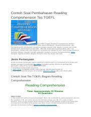 Atau malah belum punya bayangan sama sekali seperti apa soal toefl? Contoh Soal Pembahasan Reading Comprehension Tes Toefl Contoh Soal Pembahasan Reading Comprehension Tes Toefl Tes Toefl Bagian Reading Course Hero