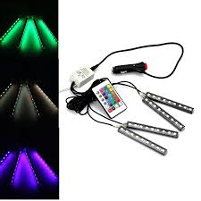 4 Pcs Set Strip Interior Dekorasi Suasana Neon Cahaya Lampu Led Wireless Remote Multi Warna Rgb Mobil Ringan Gratis Pengirima Lamp Light Neon Lighting Led Lamp
