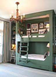 What Sophisticated Children I D Be Kinda Scared That They Ll Jump Off The Top Bunk To Hang From The Light Fix Bunk Beds Built In Built In Bunks Diy Bunk Bed