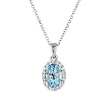 Explore our wider range of diamond pendants featuring bezel set diamonds online or . 18ct White Gold 0 80ct Oval Cut Aquamarine And Diamond Pendant