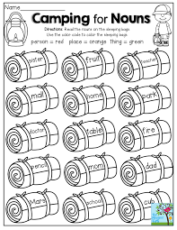 Camping For Nouns Read The Nouns And Decide If They Are A Person Place Or Thing Perfect Gramm Camping Theme Classroom Summer School Themes Camping Classroom