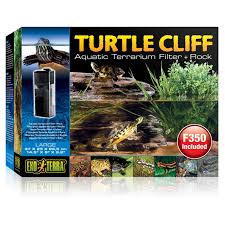 Fully enclosed water tank and pump; Turtle Cliff Aquatic Terrarium Filter Large Rock Exo Terra Dyno