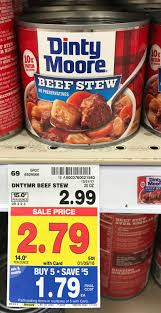 15, 20 and 38 ounces. Dinty Moore Beef Stew Only 1 29 With Kroger Mega Event Reg 2 99 Kroger Krazy