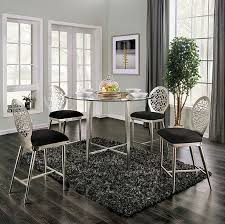 Solid and manufactured wood includes: Furniture Of America Foa3743pt Abner Silverblack Counter Height Round Dining Set