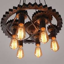 Rustic Steampunk Gear Chain Chandelier Ceiling Light Metal Pendant Lamp Fixture For Sale Online Ebay