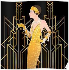 Art Deco Lady Art Deco Pattern 1920 Era Flapper Girl The Great Gatsby Black Gold Art Deco Poster Art Deco Artwork Art Deco Posters Art Deco Paintings