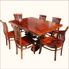The Beauty Of Fine Wood Is Combined With Handcrafted Excellence In Our Solid Indian Hardwood 7p Wooden Dining Table Set Pedestal Dining Table Wooden Dining Set