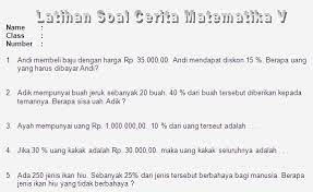 Latihan soal matematika kelas 7 bilangan bulat. Soal Cerita Matematika Sd Kelas 5 Soalujian Net