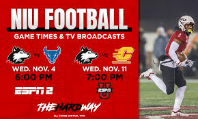 Jan 31, 2020 · an average nfl broadcast lasts well over three hours, yet it delivers a total of only 18 minutes of football action. Tv And Game Times Set For First Two Niu Football Games Niu Athletics