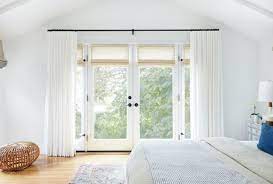 Cordless roman shades window blinds, premium blackout roman window shades, custom washable fabric roman shades for windows, doors, french doors, kitchen windows (1 piece) color 6. Say Bonjour To Window Treatments For French Doors Everhem