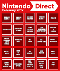 The e3 2021 showings by microsoft, bethesda, and square enix were fantastic, but the good news for switch fans is that the start time for nintendo …. Nintendo Direct Bingo Card Feb 2019 Tomorrow