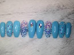 Related searches for blue nails: Baby Blue Bling Nails With Iridescent Crystals Ombre Coffin Etsy