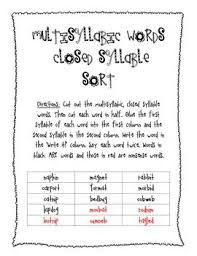 Multisyllabic Words Closed Syllable Sort Phonics With Freebie Multisyllabic Words Phonics Words Multisyllabic Words Activities