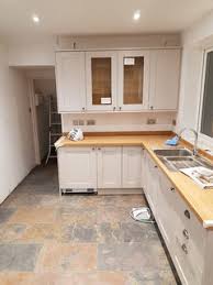 Pale grey kitchen with wood worktops maintenance supply headquarters. What Colour Kitchen Walls Grey Units Oak Worktops Houzz Uk