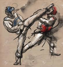An Full Sized Hand Drawn Illustration Original Drawing On Old Taekwondo Girl Taekwondo How To Draw Hands