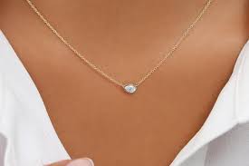 Diamond Solitaire Necklace 14k Gold Sideways Jewelry Necklace Etsymktgtool Pearshapedi Pear Shaped Diamond Necklace Solitaire Necklaces Teardrop Necklace
