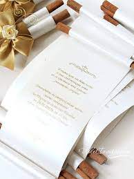 10 Handmade Gold Ivory Rose Scroll Wedding Invitations Wedding Scroll Making Wedding Invitations Scroll Wedding Invitations