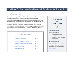Why use an online database? Pdf 101 Free Online Journal And Research Databases For Academics