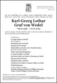 Juni 1885 in hannover) war ein hannoverscher major und flügeladjutant könig georgs v. Anzeige Von Karl Georg Lothar Graf Von Wedel Sz Gedenken De