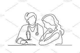 Doctor Treat Patient Woman Doctor Drawing Medical Drawings Line Art Drawings