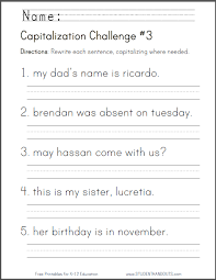 The free printable language arts worksheets for 1st grade can be printed on typical paper and might be made use to incorporate all of the extra info concerning the college students. Capitalization Challenge Worksheet 3 Student Handouts First Grade Writing 2nd Grade Writing 2nd Grade Worksheets