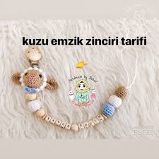 Kuzu Emzik Zinciri Amigurumi Zurafa Bebek Cingiragi