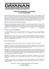 Foreign Ownership Of Business In The Philippines Philippines Business Foreign