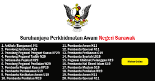 (c) perkhidmatan awam am persekutuan; Jawatan Kosong 2019 Suruhanjaya Perkhidmatan Awam Negeri Sarawak Ejawatankini Com