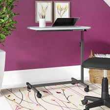 Over bed desk adjustable height. Symple Stuff Heid Overbed Rolling Laptop Tray Tilting Height Adjustable Standing Desk Reviews Wayfair