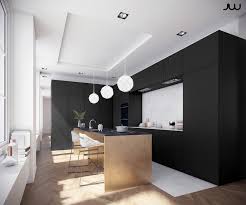 Spots orientables sur rail et chaises design panton dans la cuisine graphique. 1001 Idees Cuisine Noir Mat Et Bois Elegance Et Sobriete