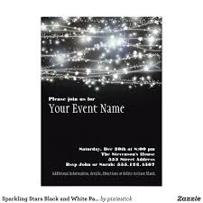 Black And White Party Invitations Sparkling Stars Black And White Party Invitation Zazzle Com Bachelorette Party Invitations White Party Dance Birthday Party Invitations