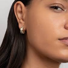 14K Gold Chunky Hoop Earrings, Cz Hoops, Everyday Stainless Steel Earrings,  Gold Plated Waterproof earrings, Hypoallergenic Hoops Gifts