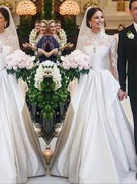 Our halter neck wedding dress 'dalia' from our reflection collection uses elegant white silk in a simplistic design to create a sophisticated bridal outfit with an open low back and bias cut skirt. A Line Princess Lace Satin High Neck Long Sleeves Floor Length Wedding Dresses Bridallily Online