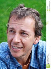 Middle-age man stock photo. Image of shirt, decision, cyan