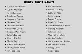 Add a descriptive word to complete your team name if your team chooses a single favorite character. Disney Trivia Names 200 Cool Names For Disney Trivia