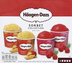 We blended juicy, tropical mangos into a smooth puree to create a refreshing treat with sweet fruit intensity. Sorbet Collection Mini Cups Haagen Dazs