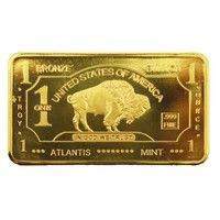 Wish 24k Gold Plated Bullion Beauty Bar United States Of America 1 Troy Ounce Gold Clad Buffalo Bar Size 44mm By Gold Bullion Bars Bullion Gold Investments