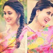 Kareena Kapoor Khan With Cute Side Braid Bollywood Hairstyles Kareena Kapoor Hairstyles Side Ponytail Hairstyles