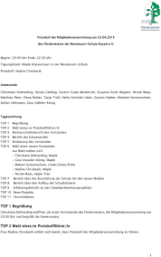 Protokoll Der Mitgliederversammlung Am Des Fordervereins Der Montessori Schule Kassel E V Pdf Kostenfreier Download