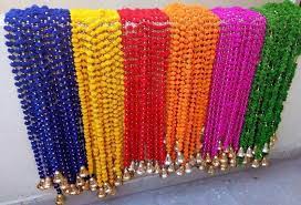 Woolen Marigold Garlands With Jingle Bells 5 Feet Flower Home Etsy In 2020 Temple Wedding Garland Flower Decorations