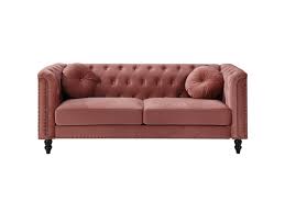 Canapé 3 places en lin à donner. Canape Chesterfield 3 Places En Velours Vieux Rose Turner