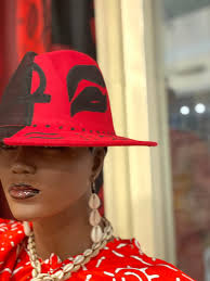 Adrinka Red Fedora Hat, African Hat, African Unisex Hats, Cowrie Shell  Fedora , Unc Fedora Ankara Hat, Red and Black Fedora