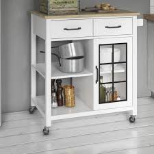 Wommack Rolling Kitchen Cart With Solid Wood Top Rolling Kitchen Cart Kitchen Island With Granite Top Kitchen Cart