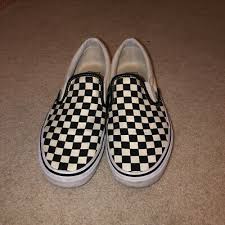 Black And White Checkered Vans Kids Ad Ebay New Rarely Worn Black And White Checkered Vans Men S Us 10 Women S Us 11 In 2020 Checkered Shoes Vans Slip On Checkered Vans Checkered