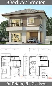 Everybody loves house plans with photos! House Design Plan 7x7 5m With 3 Bedrooms Home Design With Plansearch House Construction Plan Bungalow House Design Duplex House Design